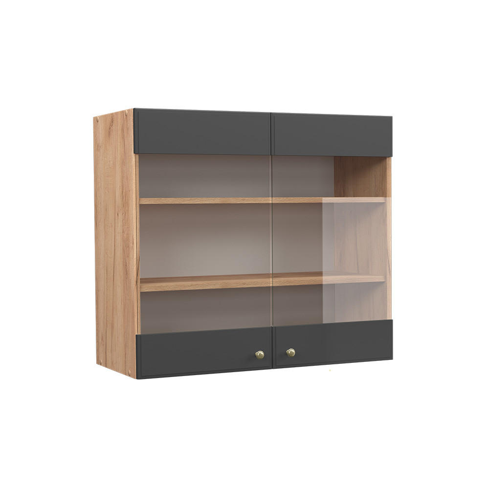 KÖKSGLASSKÅP Fame-Line Antracit guld 80 cm Antracit, Honungsek 72/80/34.1 cm