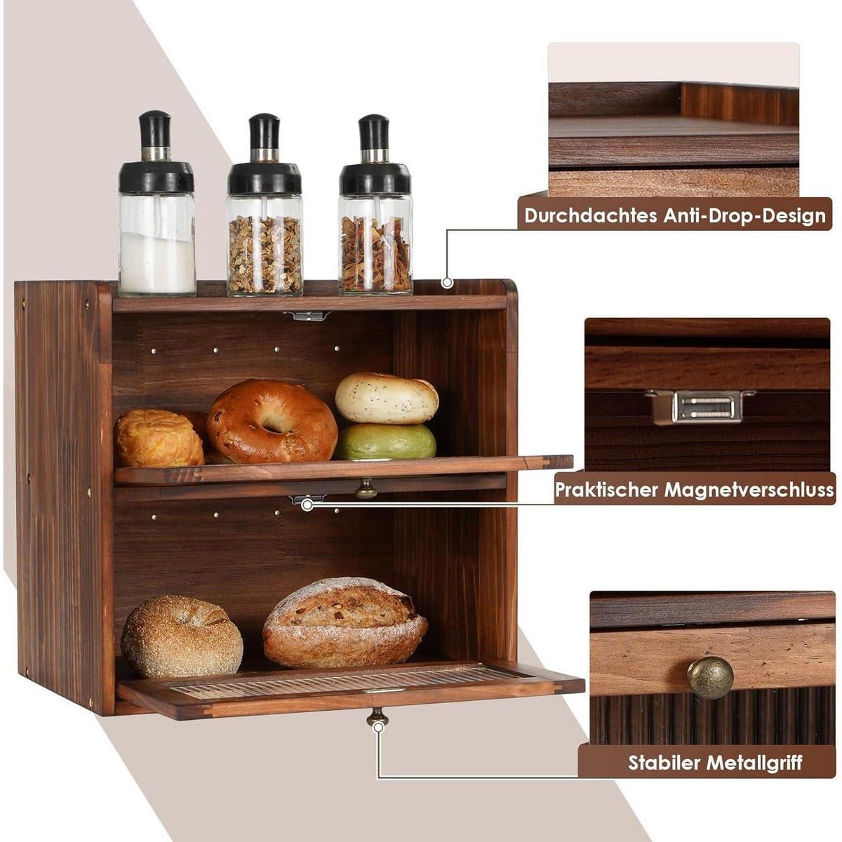 BROTKASTEN Holz 36 x 24 x 34 cm - Braun, Holz (24/34/36.5cm)