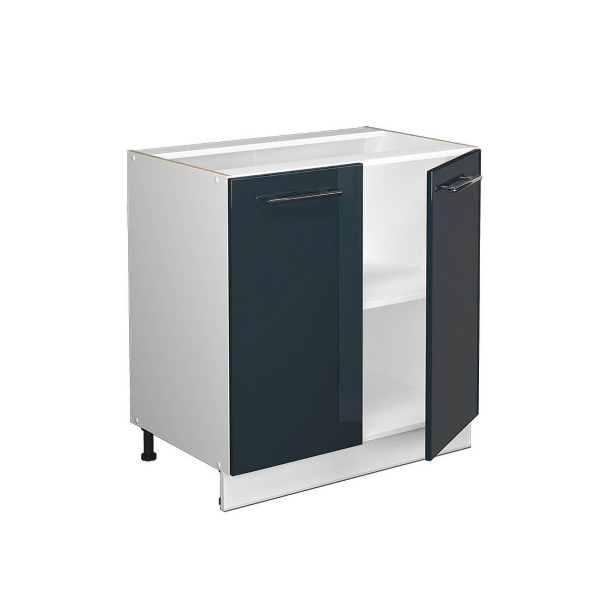 SPÜLENUNTERSCHRANK Fame-Line Dunkelblau Hochglanz 80 cm mit Regal AP Anthrazit - Weiß/Dunkelblau, Holzwerkstoff (80/82/60cm) - Vicco