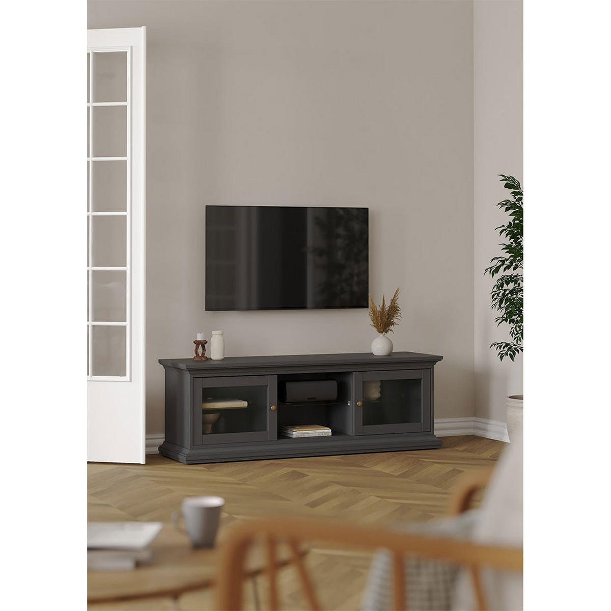 TV-ELEMENT Venedig Dunkelgrau 150/42/51 cm - Dunkelgrau, Holzwerkstoff (150/51/42cm) - ebuy24
