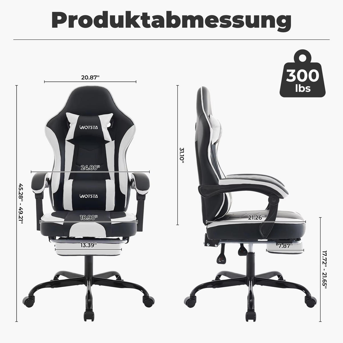 GAMINGSTUHL mit Fußablage Kopfstütze & Lendenkissen Hellblau - Hellblau, Metall (63/125/54cm) - Kaket