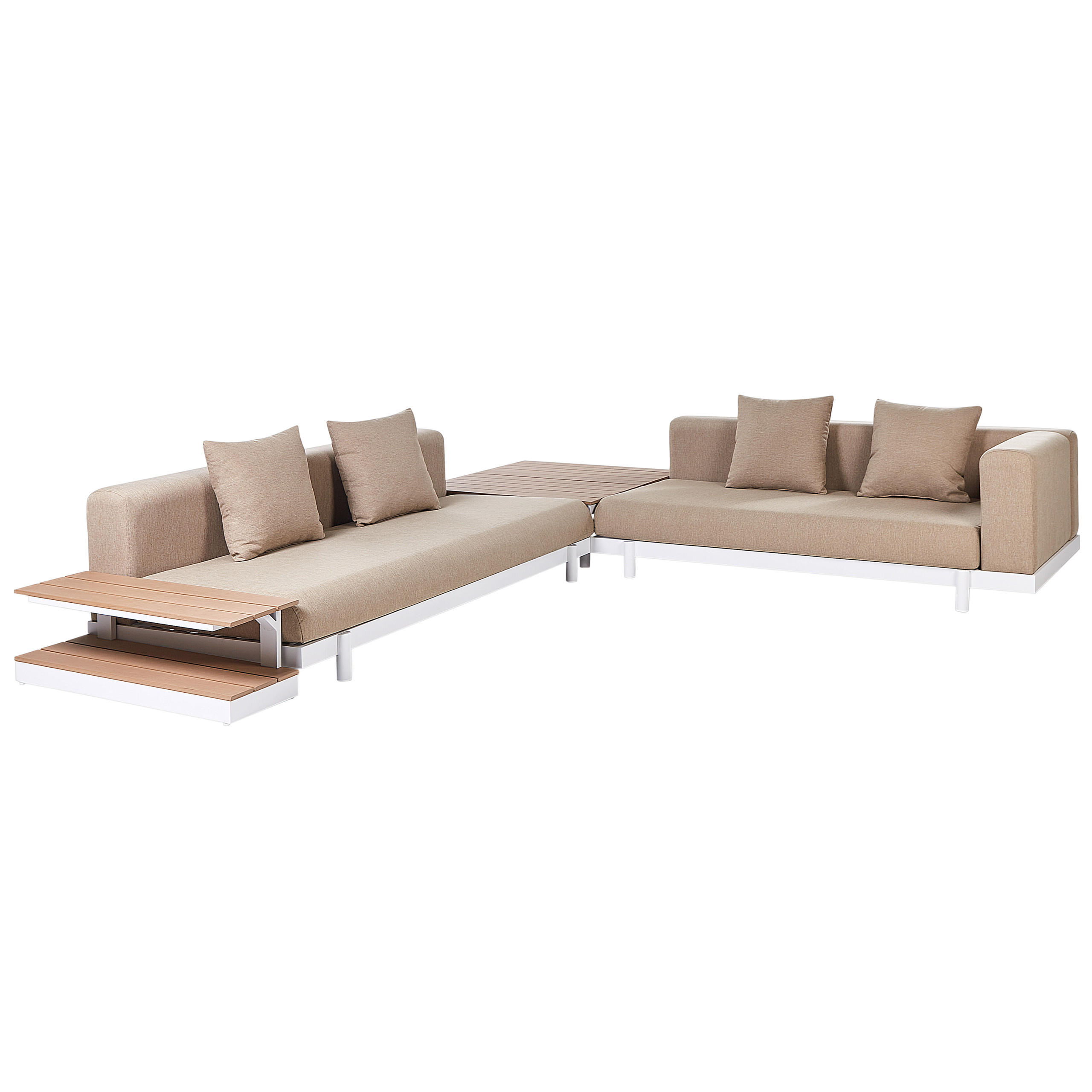 LOUNGE SET 5-Sitzer Aluminium weiß Auflagen beige Missanello - Beige/Weiß, Textil - Beliani