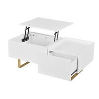 COUCHTISCH DE-37070 höhenverstellbar mit Schublade und U-Füßen Weiß - Weiß, Holzwerkstoff (100/50/54.5cm) - ComfortXL