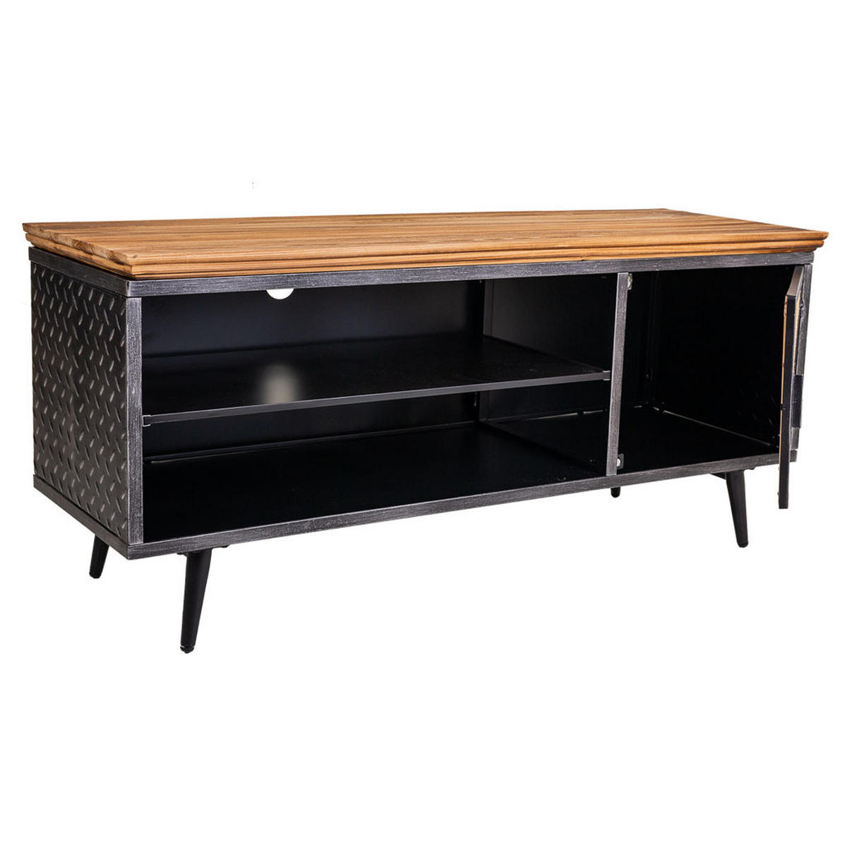 TV-LOWBOARD aus Metall und Holz, schwarz, 120x40x57cm - Multicolor, Metall (120/56.5/40cm) - Wanderlust