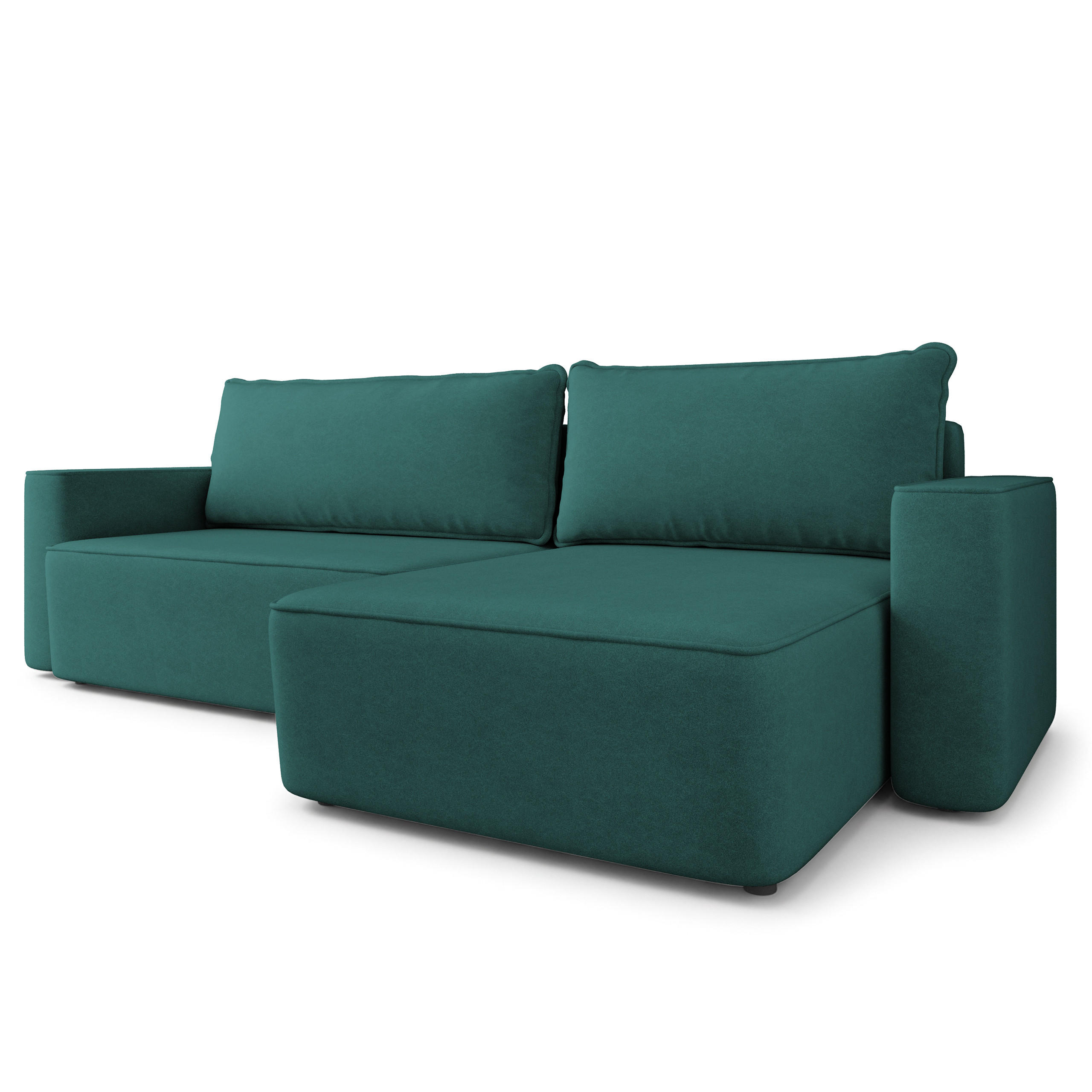 ECKSOFA BELARO CL Blau Samtstoff mit Schlaffunktion - Blau, Holzwerkstoff/Textil (280/162cm) - MASSENO