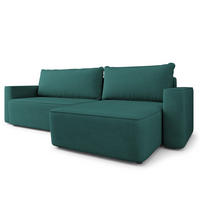 ECKSOFA BELARO CL Blau Samtstoff mit Schlaffunktion - Blau, Holzwerkstoff/Textil (280/162cm) - MASSENO