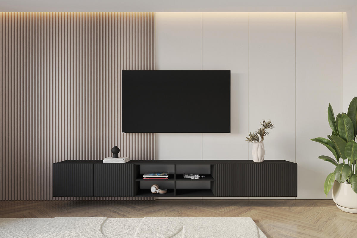 LOWBOARD NOA-2-W 3x100x40x41 cm - Schwarz - Schwarz, Holzwerkstoff (300/40/41cm) - ALTDECOR