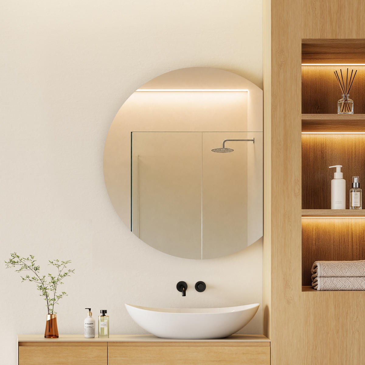 OGLINDA de baie cu LED-uri 70/62/1 cm - transparent, sticlă (70/62/1cm) - EMKE
