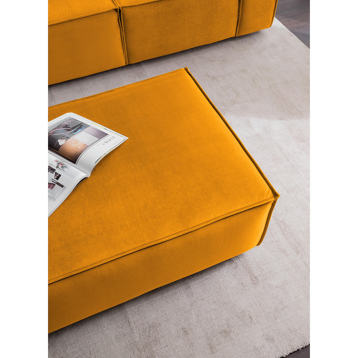 POLSTERHOCKER rechteckig - Gelb/Schwarz, Kunststoff/Textil (97/40/79cm) - home24