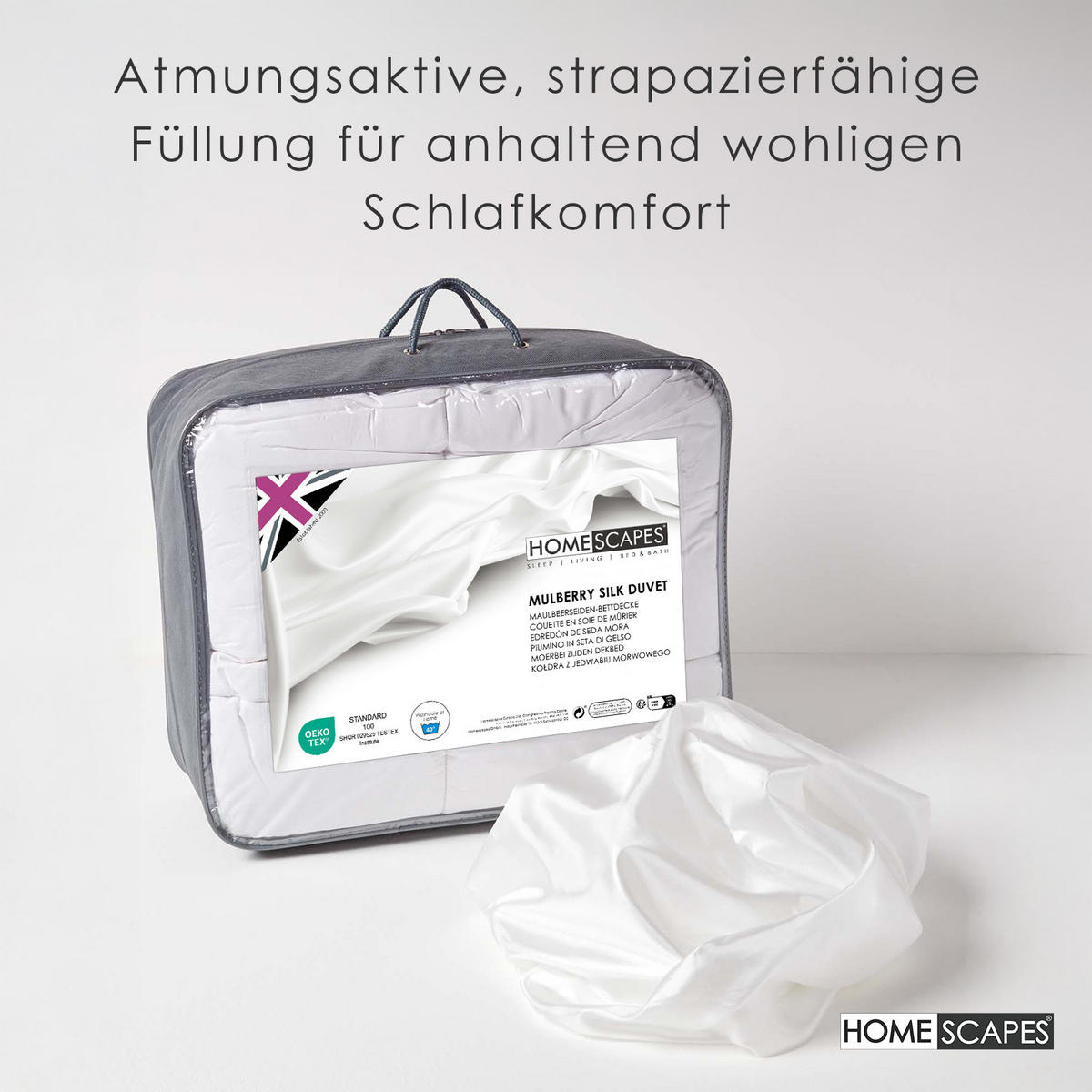 SOMMERDECKE 200/200 cm, Seiden-Mischung - Weiß, Textil (200/200cm) - Homescapes