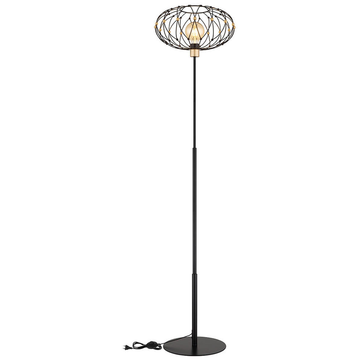 LED STEHLEUCHTE GREYS Schwarz Goldfarben - Schwarz, Metall (40/40/162cm) - Globo Lighting