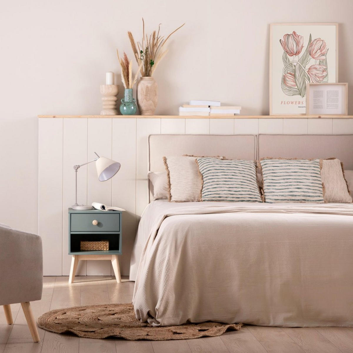 NACHTTISCH MIT 1 SCHUBLADE Luke Grün 40 cm x 53 cm - Grün, Holzwerkstoff (40/53/35cm) - Klast Home