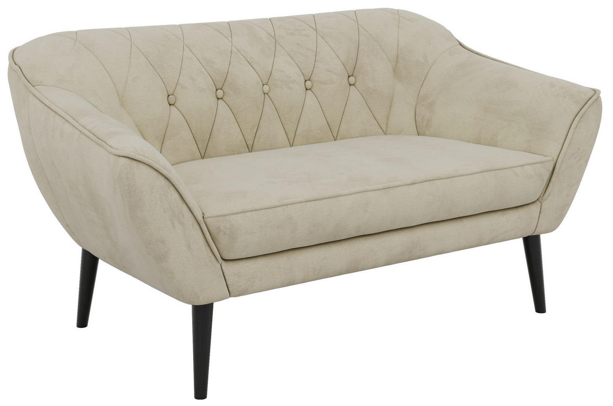 2-SITZER-SOFA PIRS - Beige Velvet - Schwarze Beine - Beige/Schwarz, Holzwerkstoff/Textil (140/75/74cm) - MKS