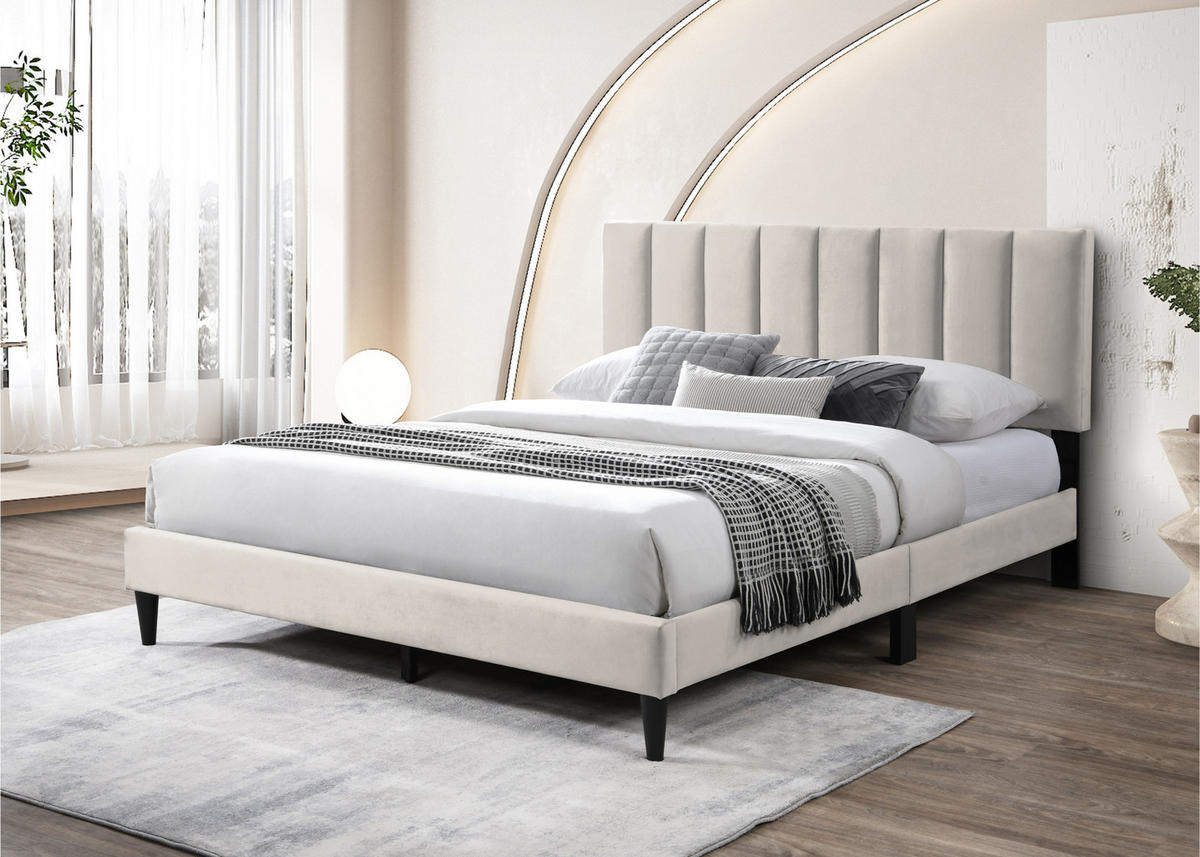 POLSTERBETT mit Lattenrost 140x200 cm Beige - Beige, Textil (140/200cm) - Home Collective