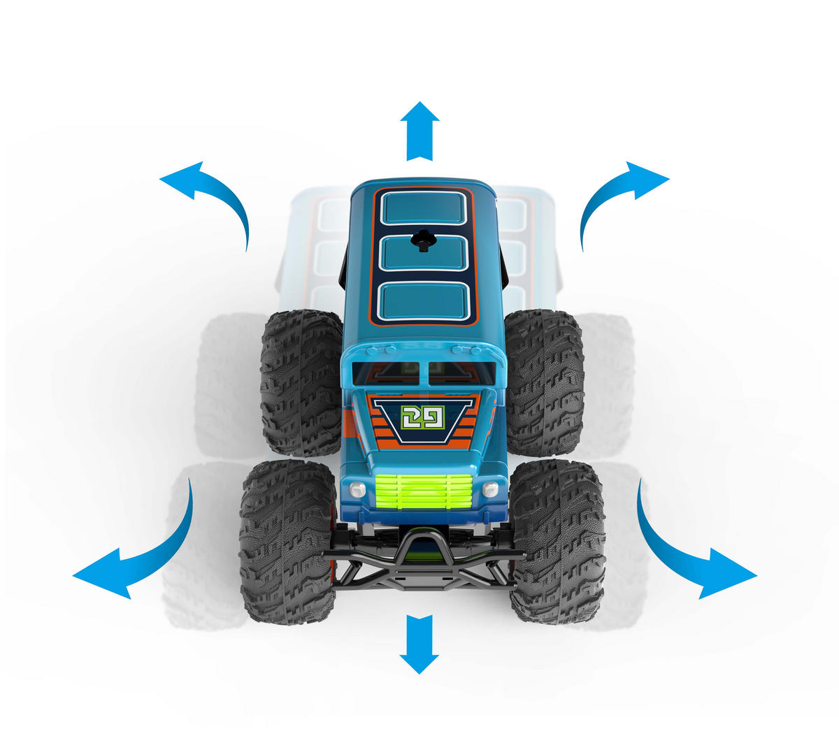 RC-MONSTERTRUCK mit LED-Licht, echtem Rauch und wechselbarem Cover für Kinder, 1er-Set - Blau, Kunststoff (23/19/17cm) - Northpoint