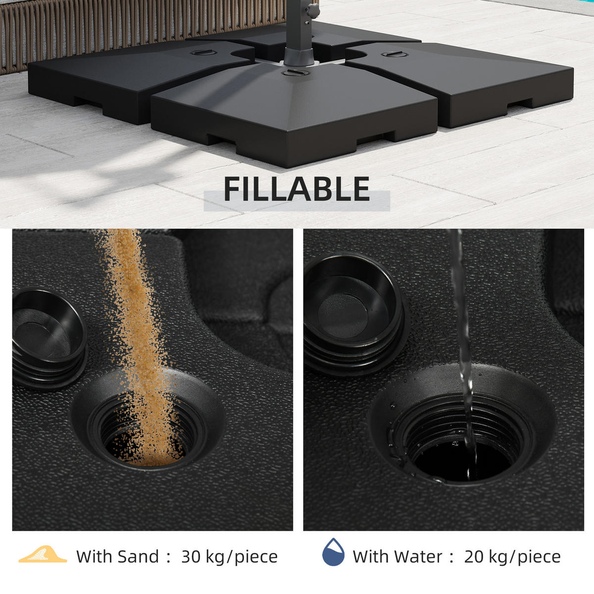 SONNENSCHIRMGEWICHT 4er Set 130 kg schwarz - Schwarz, Kunststoff (51/51cm) - LEBENLANG