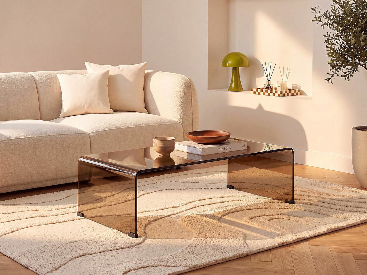 COUCHTISCH - 110 x 55 - glas - braun Alonzo - Transparent/Braun, Glas (55/110/35cm) - Vente-Unique