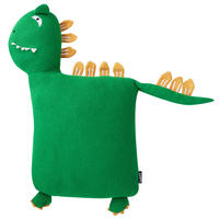 Dekokissen 2er-Set Grün 45/45 cm Dinos - Gelb/Grün, Naturmaterialen (45/45cm) - Beliani