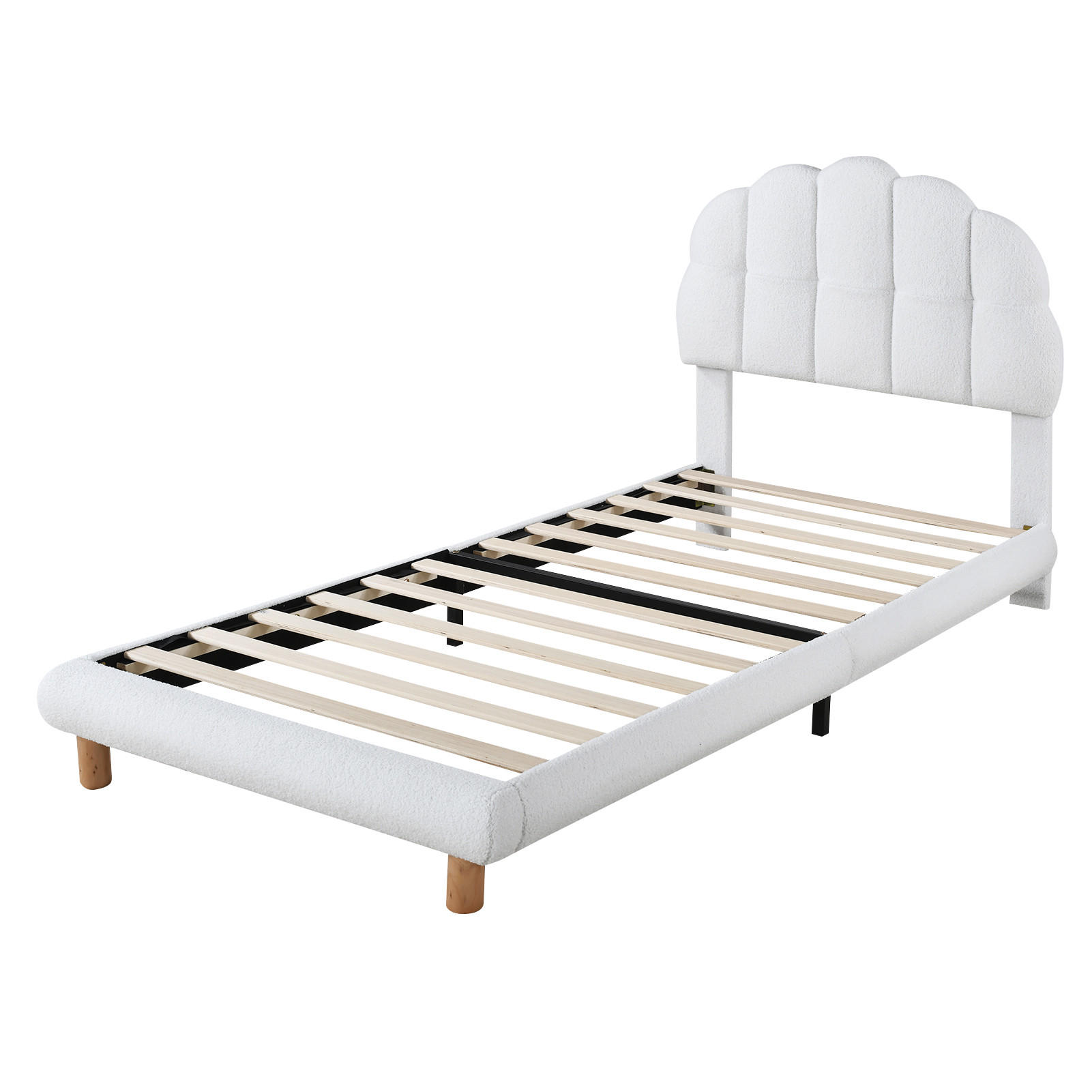 KINDERBETT 90/200 cm DE-04239, Vliesi mit at und Holzlattenrost, in Weiß - Weiß, Holzwerkstoff (90/200cm) - ComfortXL