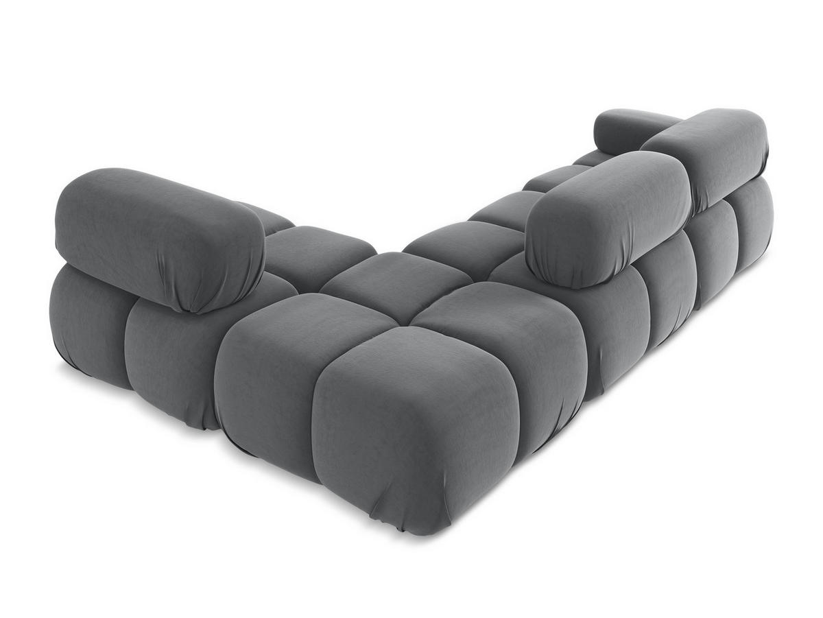 ECKSOFA Rechts Samt Stoff Grau - Dunkelgrau/Schwarz, Kunststoff/Textil (285/190cm) - Makamii