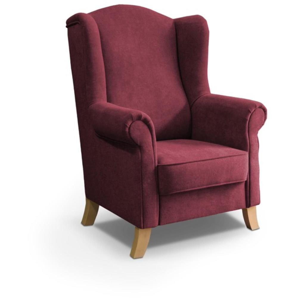 OHRENSESSEL Leonardo bordeaux - Bordeaux/Buchefarben, Holz/Textil (88/118/86cm) - Beautysofa