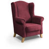 OHRENSESSEL Leonardo bordeaux - Bordeaux/Buchefarben, Holz/Textil (88/118/86cm) - Beautysofa