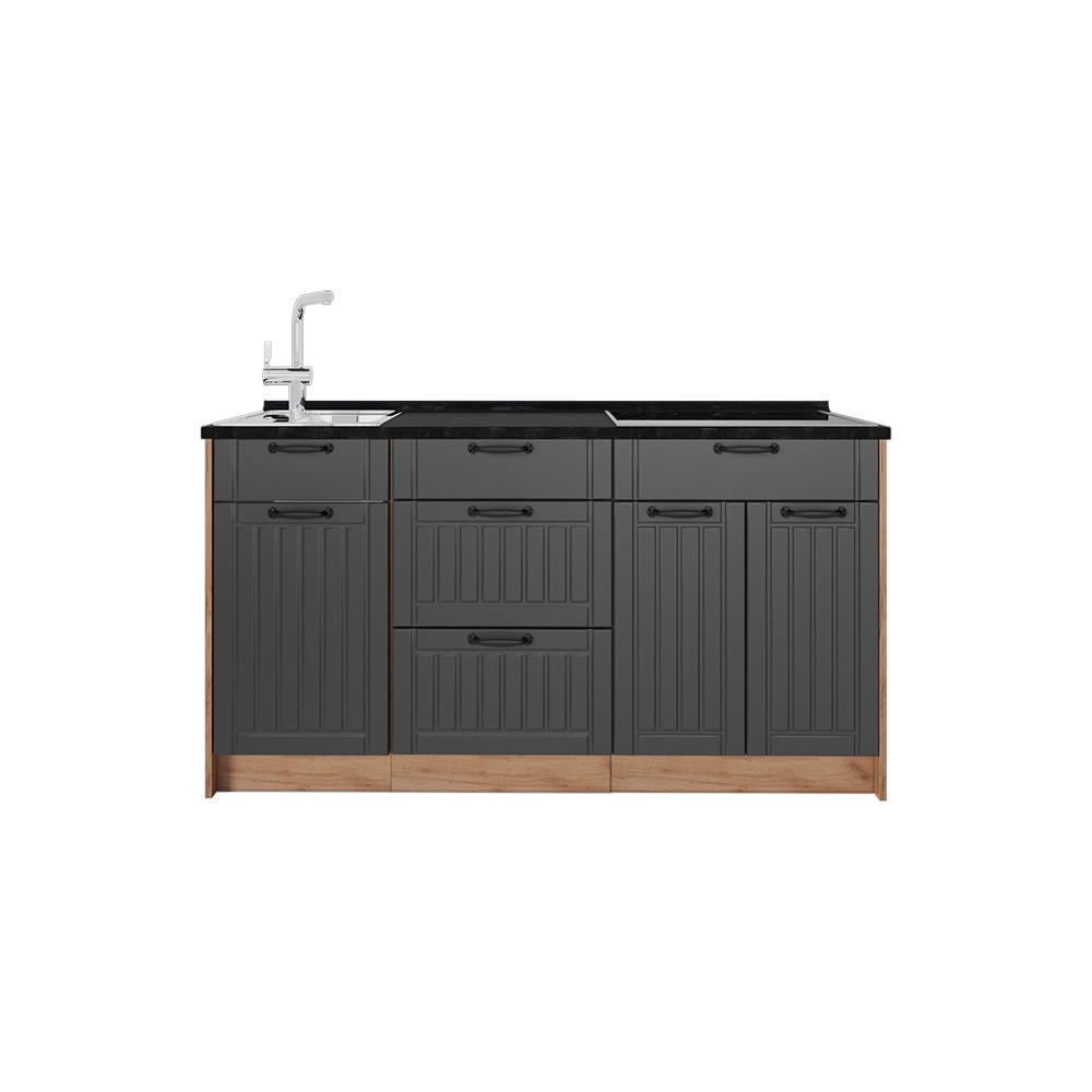 KUCHYNSKÝ BLOK Fame-Line, Tmavo-sivá, 150 cm, AP Antracit - dub medový/tmavosivá, kompozitné drevo (150/82/60cm) - Vicco
