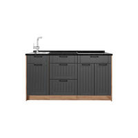 KUCHYNSKÝ BLOK Fame-Line, Tmavo-sivá, 150 cm, AP Antracit - dub medový/tmavosivá, kompozitné drevo (150/82/60cm) - Vicco
