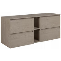 WASCHBECKUNTERSCHRANK SIMPLE 140cm mit Arbeitsplatte und mit einem Regal Eiche Dunkel - Wildeiche, Holz (140/62/46cm) - Rodan