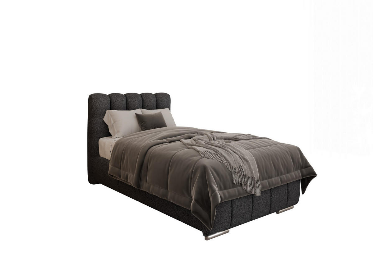 POLSTERBETT Zaira 90x200cm – Elegantes Polsterbett für modernen Wohnstil , ZONIERTE MULTI-TASCHEN-FEDERKERN (24cm), Graphitfarben - Graphitfarben, Holz (90/200cm) - Panda Möbel