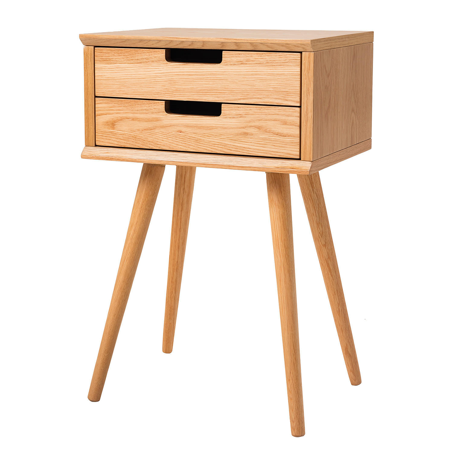 NACHTTISCH mit 2 Schubladen - Teilmassivholz - Eichefarben/Braun, Eichenholz/Holz (40/61/30cm) - home24
