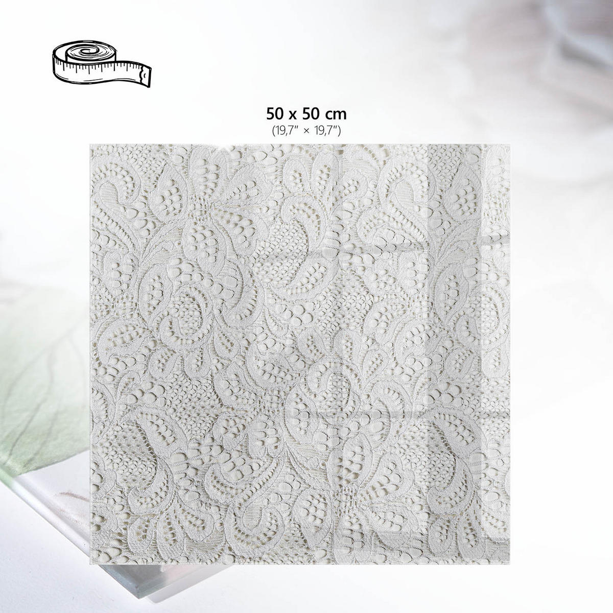 TISCHPLATTE 50x50 cm – Spitzenmuster - Braun, Glas (50/50/0.4cm) - Wallfluent