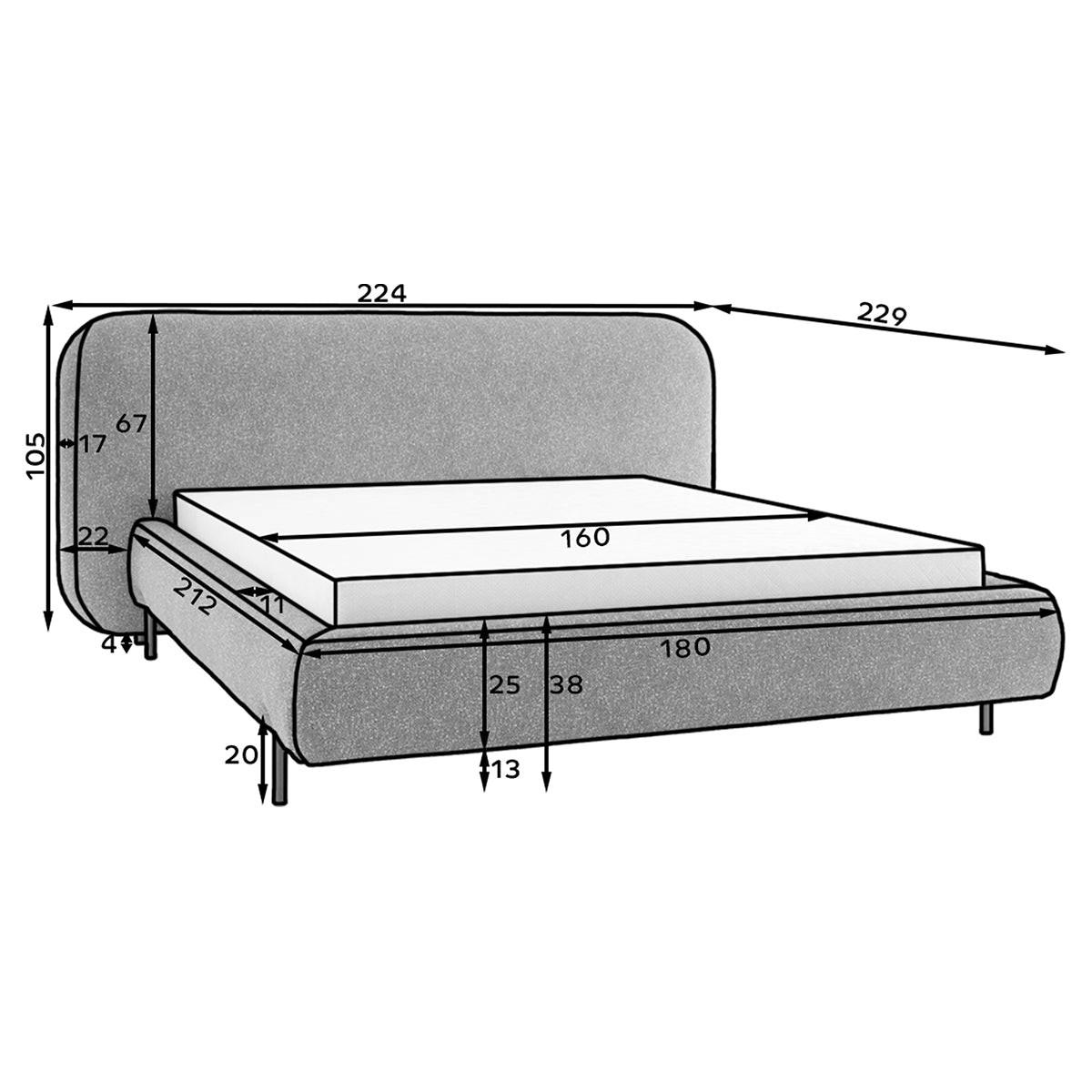 BOXSPRING POSTELJA 160/200 Tobias Svetlo siva - siva, les (160/200cm) - Petits-meubles