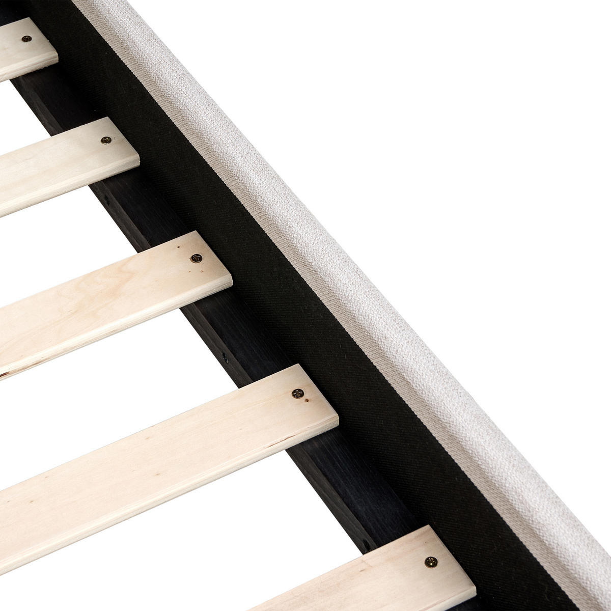 BETT mit Lattenrost 180/200 cm Hellbeige Rouen - Beige/Schwarz, Textil (180/200cm) - Beliani