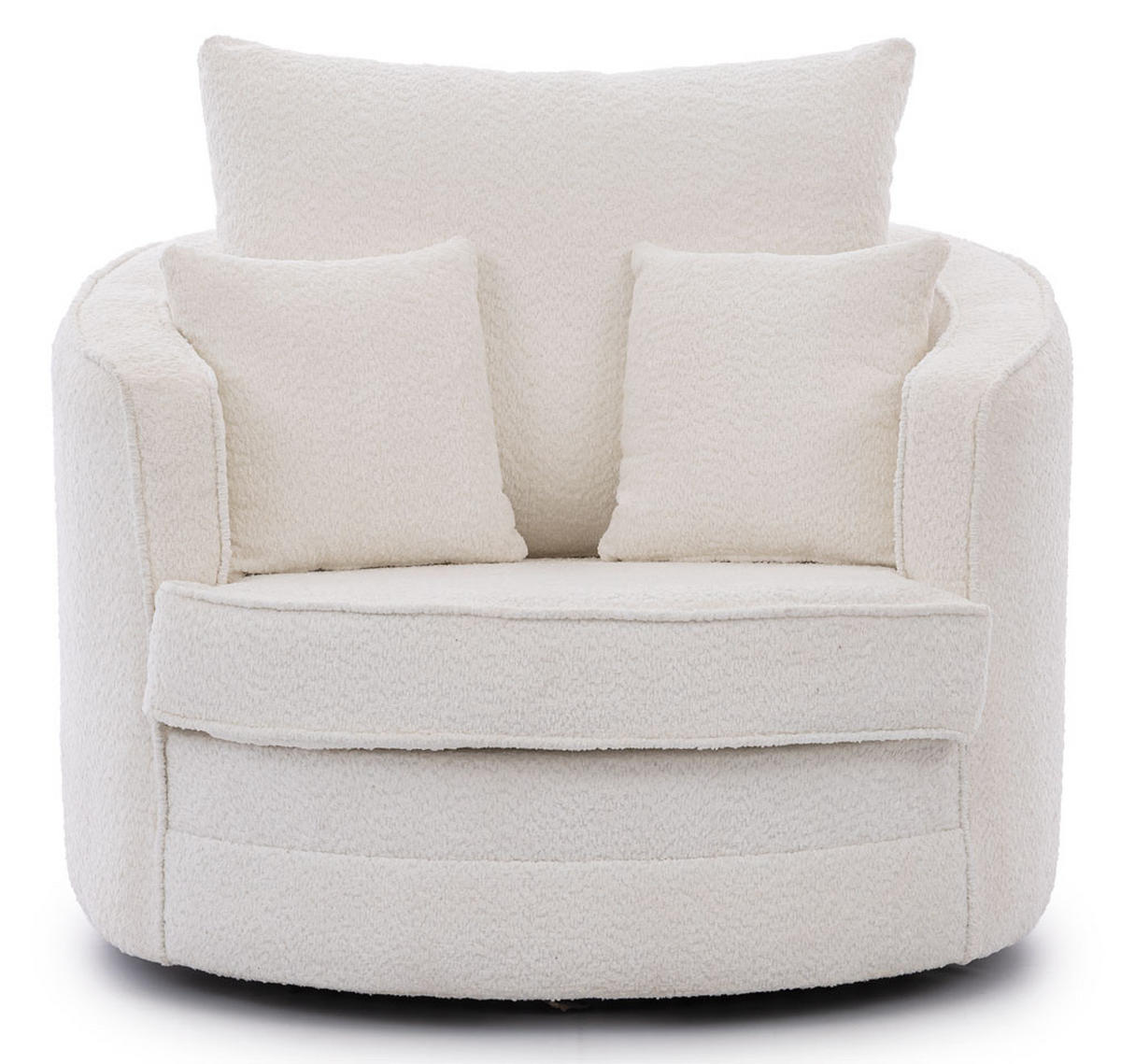 DREHSESSEL Ted aus Weiß Boucle-Stoff - Schwarz/Weiß, Holz/Textil (107/94/100cm) - S-Style Möbel