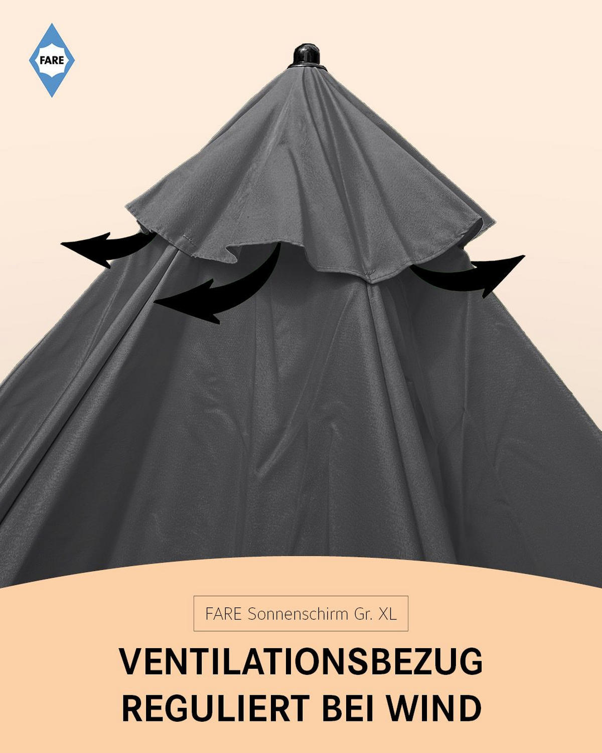 SONNENSCHIRM 235/235/144 cm - Grau, Kunststoff (235/235cm) - FARE