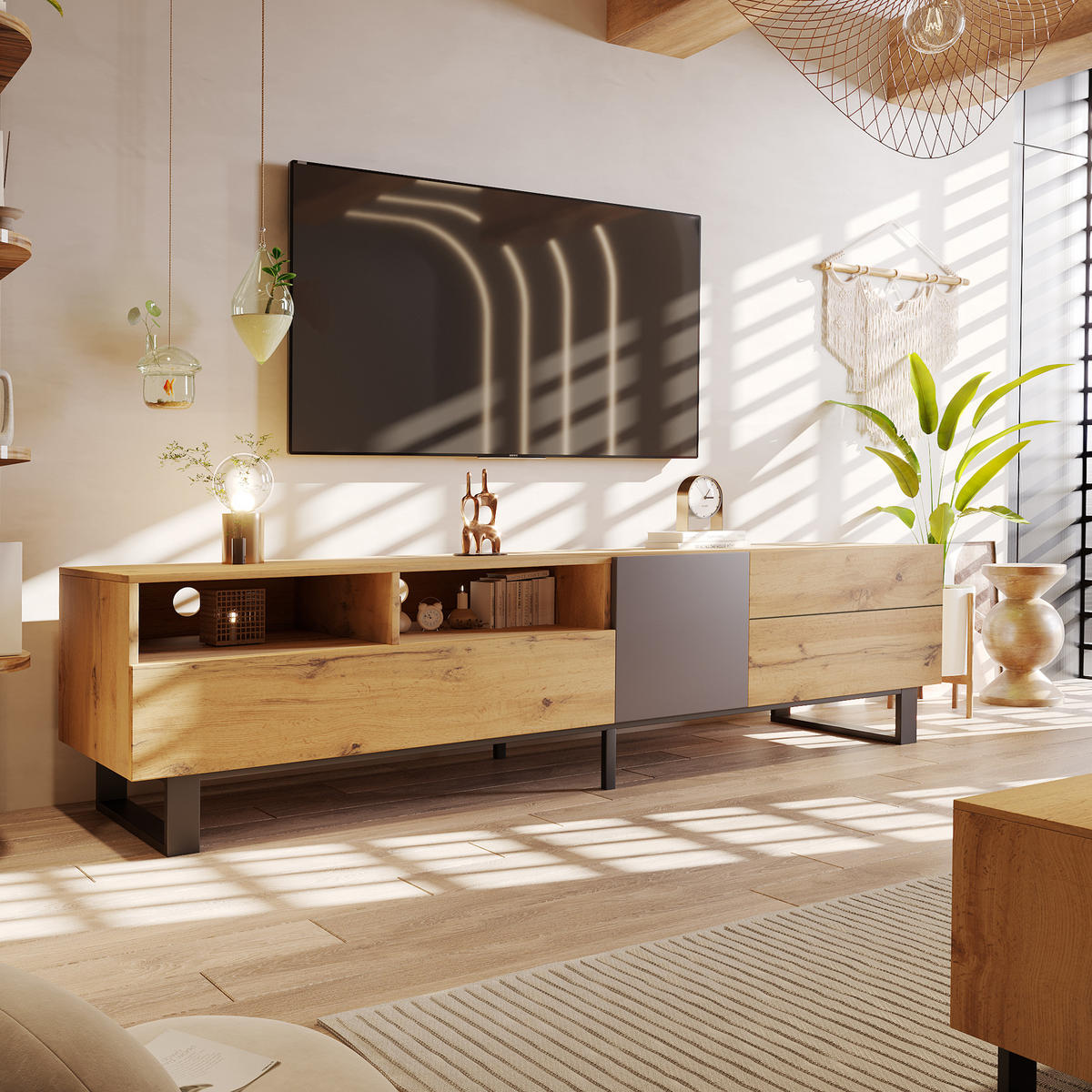 TV-ELEMENT Vintage 180 cm - Braun, Holz (38/50/180cm) - Urban Meuble