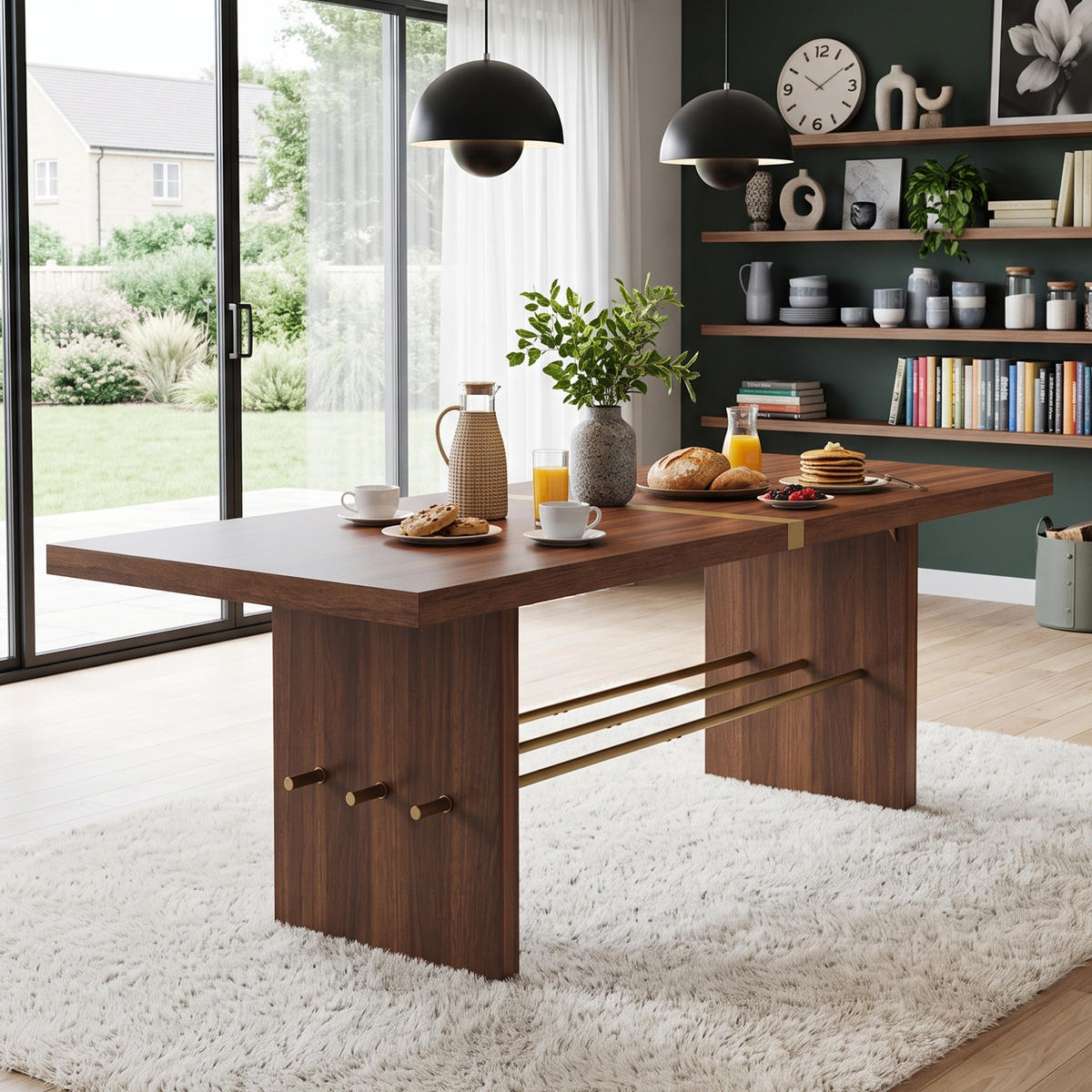 ESSTISCH 180x75cm wasserfest-kratzfest für 6-8 Personen Walnuss-Gold - Braun, Holz (102.01/83.01/11.99cm) - Raelunyi