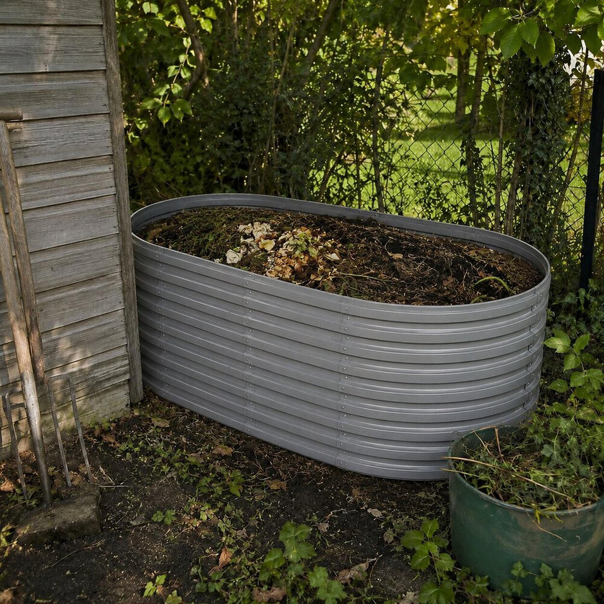 KOMPOSTER Garten, Silber, 200 x 100 cm - Silberfarben, Metall (200/80/100cm) - Vicco