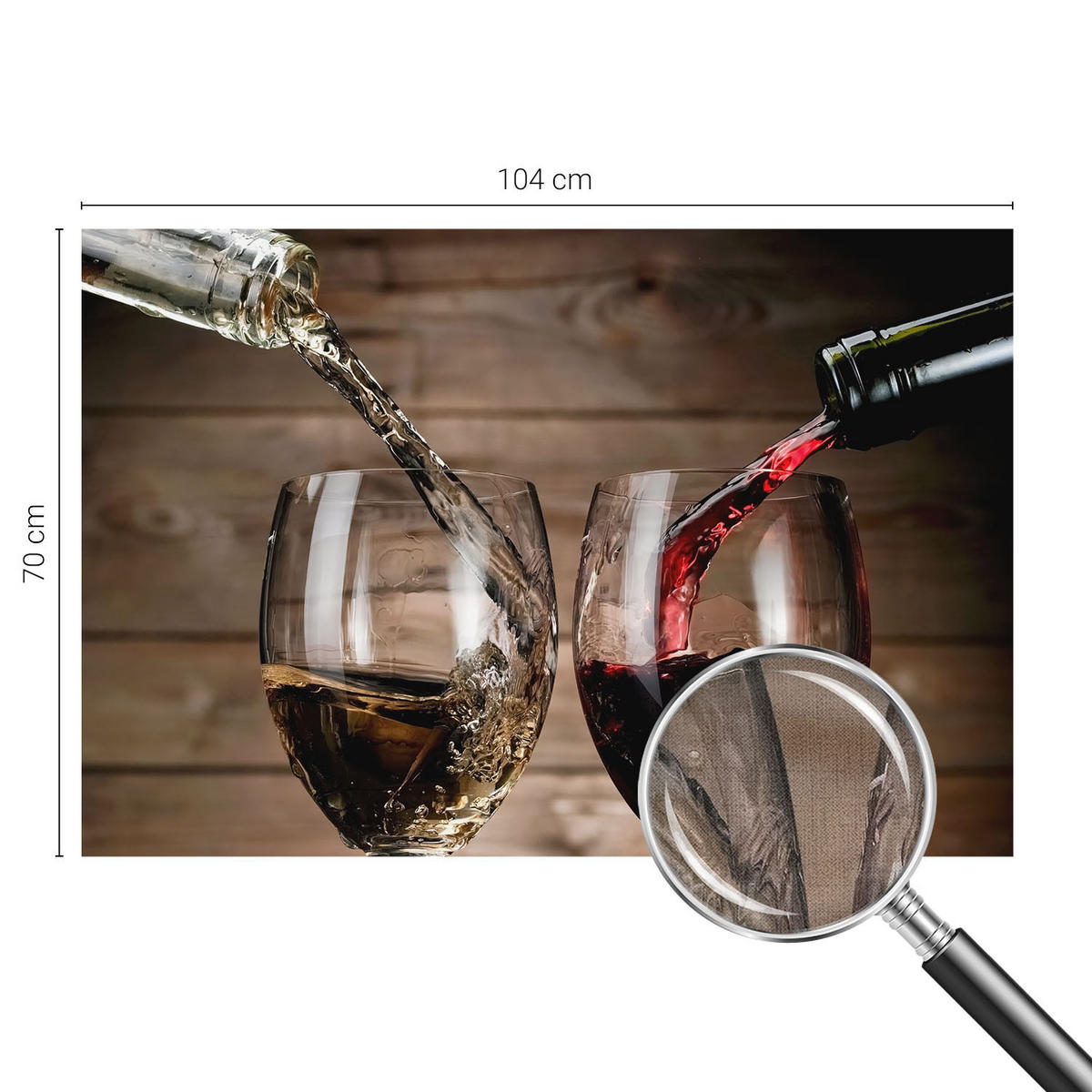 FOTOTAPETE 104x70 cm - Gläser Wein - Grau, Textil (104/70cm) - Wallfluent