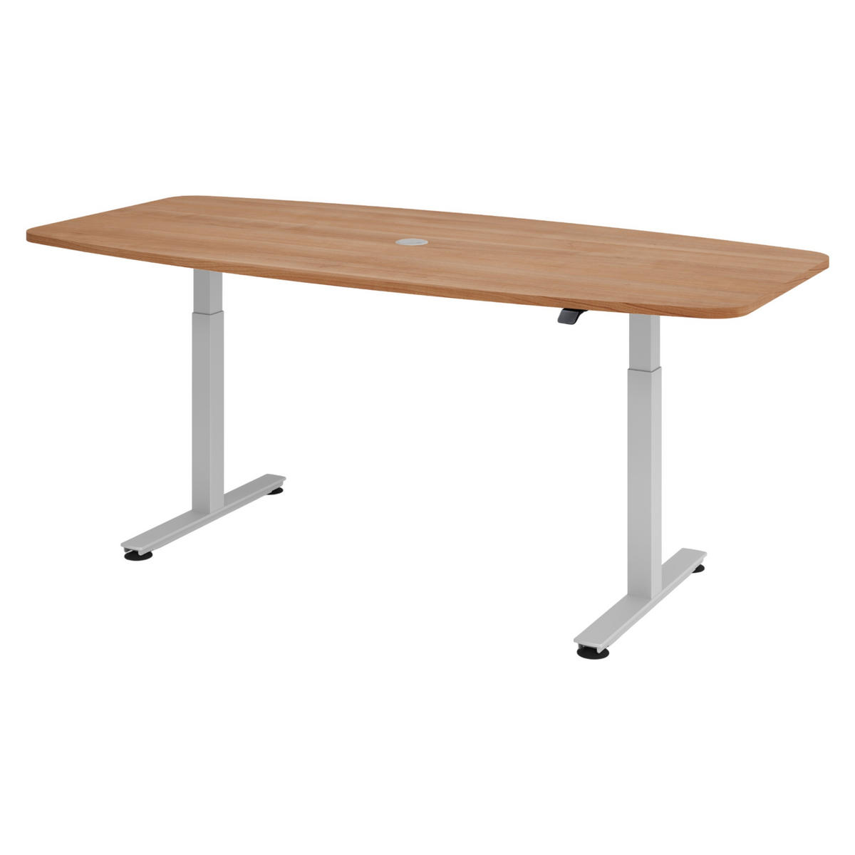 KONFERENZTISCH elektrisch XMST22 103/220/74 cm in Nussbaumfarben/Silberfarben - Silberfarben/Nussbaumfarben, Holzwerkstoff (103/220/74cm) - bümö