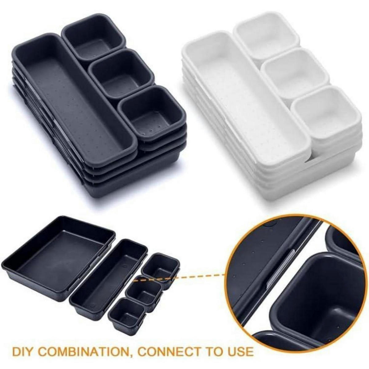 SCHUBLADEN Organizer 8-teiliges Set, aus Kunststoff, grau - Grau, Kunststoff (10/2/10cm)