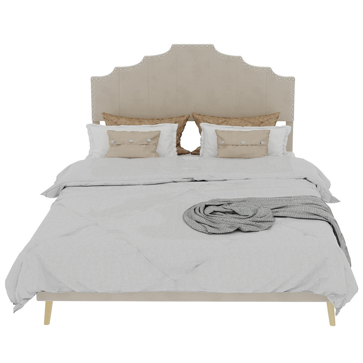 POLSTERBETT 160x200 cm Samt ohne Stauraum beige - Beige, Textil (160/200cm) - Fortuna Lai