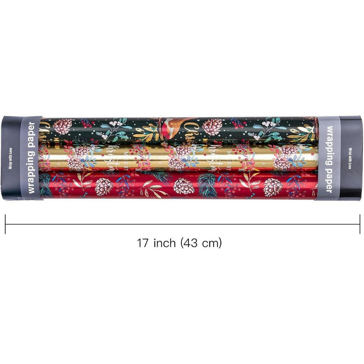 GESCHENKPAPIER 3er-Set 43,2 cm x 3 m mit Weihnachtsmotiv - Multicolor, Papier (4/44/10cm)