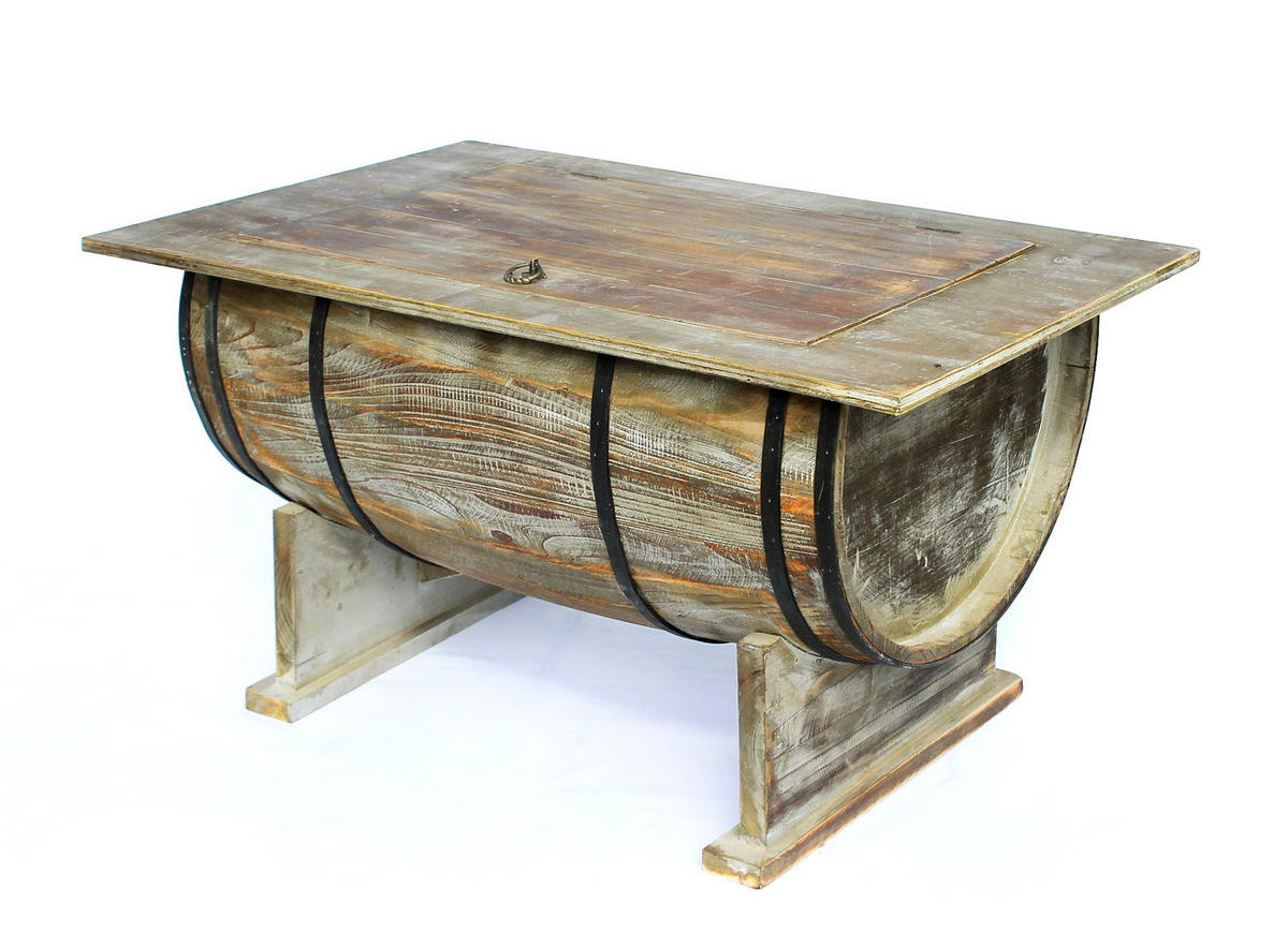 COUCHTISCH halbiertes Weinfass aus Holz Braun 80 cm 5084-H - Braun, Holz (50/80/43cm) - DanDiBo