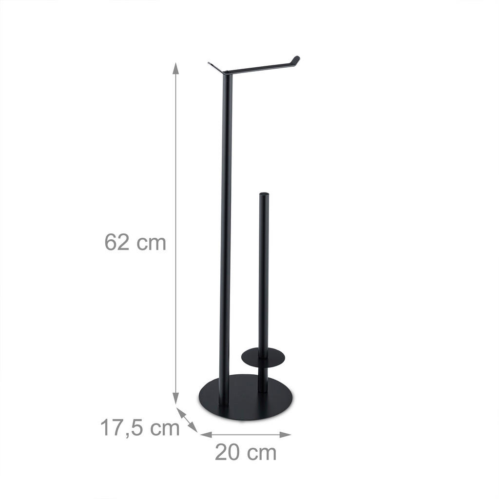 Thumbnail - Relaxdays Toilettenpapierhalter, Schwarz, Metall, 20x62x17.5 cm, Badezimmer, ,