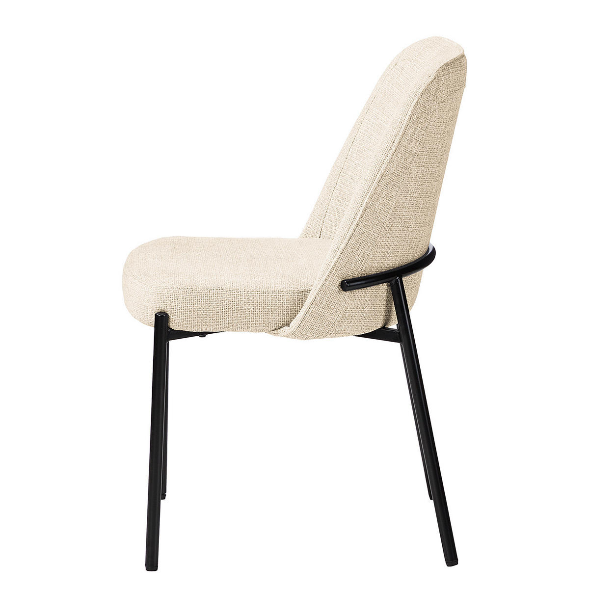 POLSTERSTUHL - Strukturstoff / Stahl, 2er-Set - Creme/Schwarz, Metall (57/85/52cm) - home24