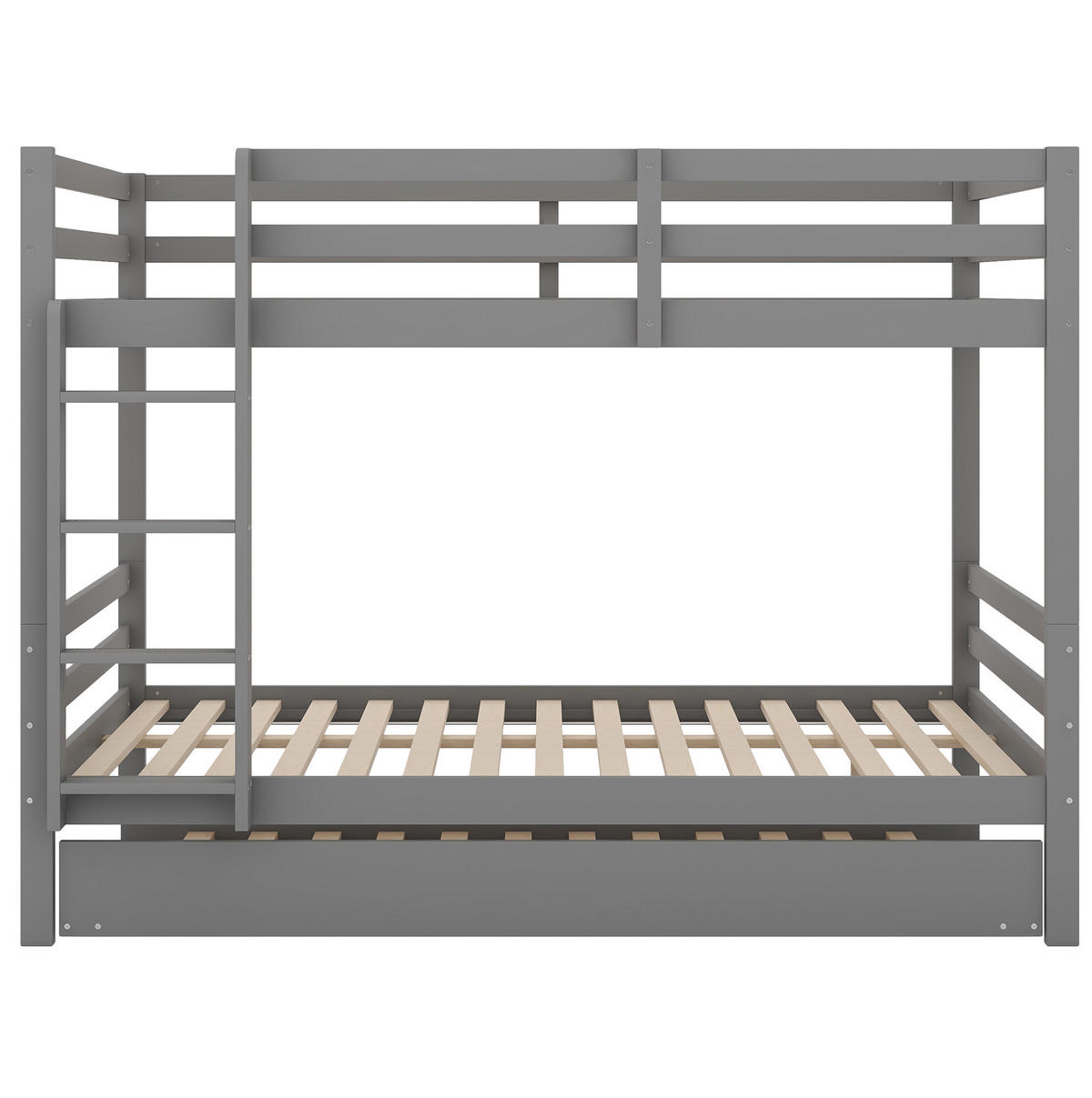 ETAGENBETT aus Kiefernholz und MDF 140x200 cm Grau mit Ausziehbett und Treppe - Grau, Holzwerkstoff (140/200cm) - IVMEU