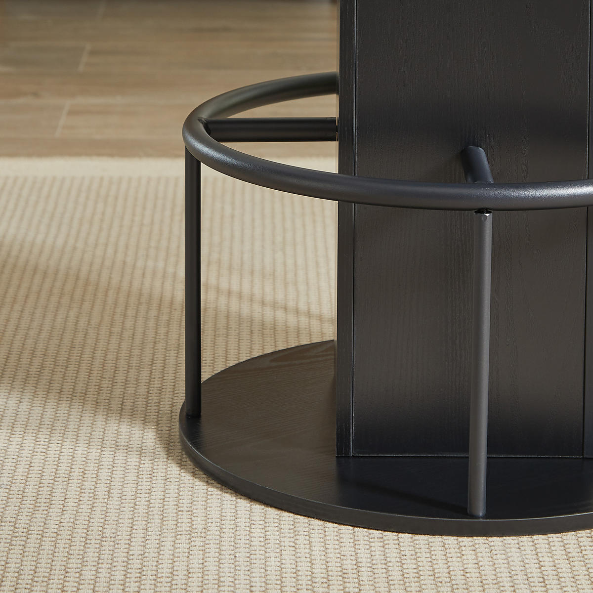 BARTISCH-SET DE-39330 3-teilig, rund, mit 2 Hockern Schwarz - Schwarz, Holzwerkstoff (80/91.5/80cm) - ComfortXL