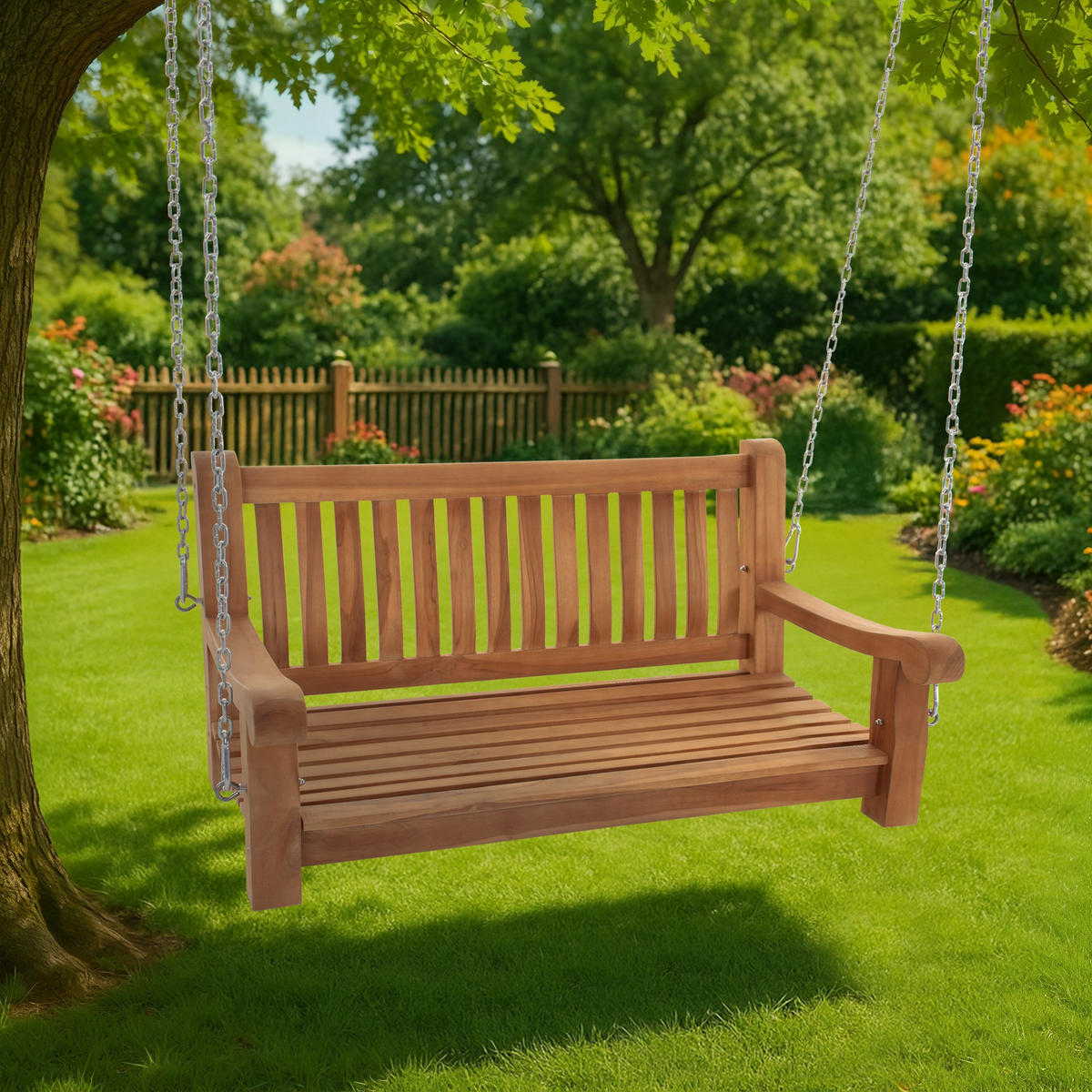 SCHAUKELBANK Muver Holz Teak Hängebank - Teakfarben, Holz (120/62/70cm) - DELUKE